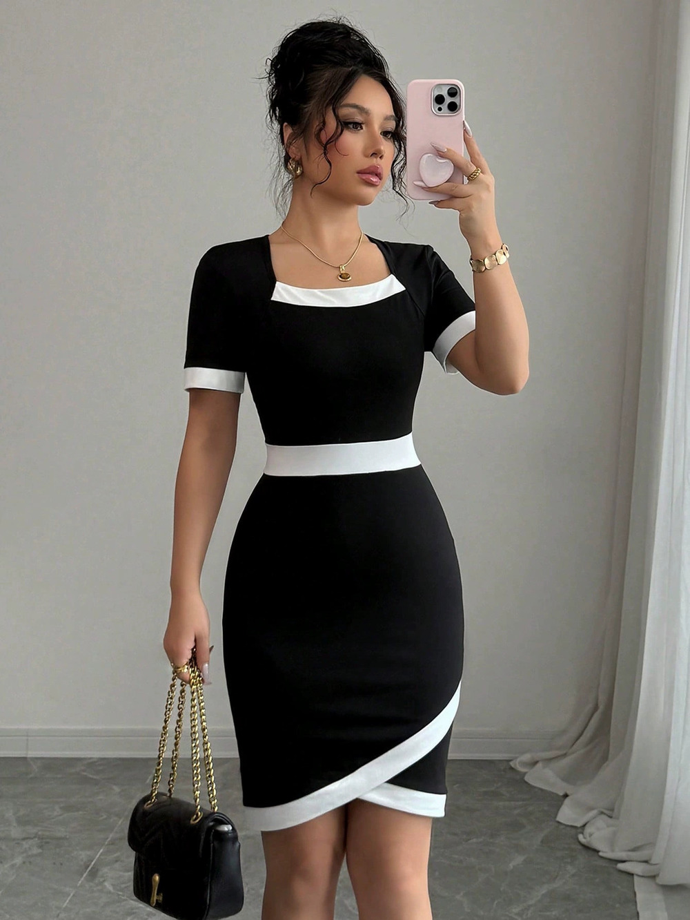 ZARA French Luxury Sophisticated Summer High Waisted Midi Dress Chanel Style
